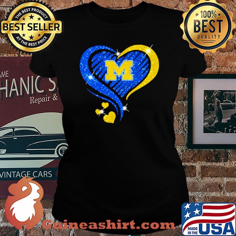 Michigan Wolverines Football Heart Diamond Shirt Laides tee