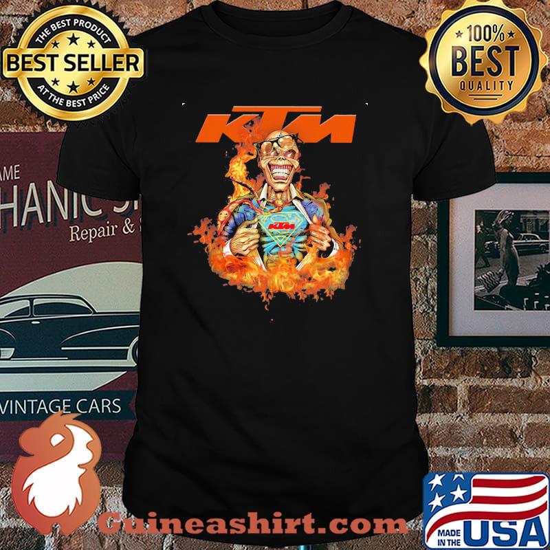 Skull Superman With Logo Ktm Motorcycle Fire Shirt