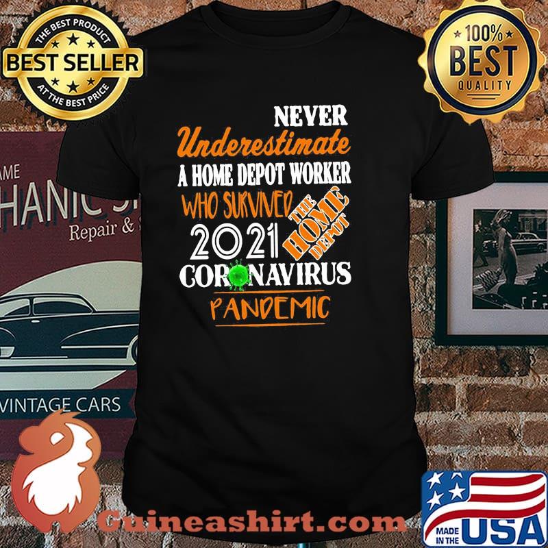 Never Underestimate A Home Depot Worker Who Survived Coronavirus Pandemic 2021 Shirt