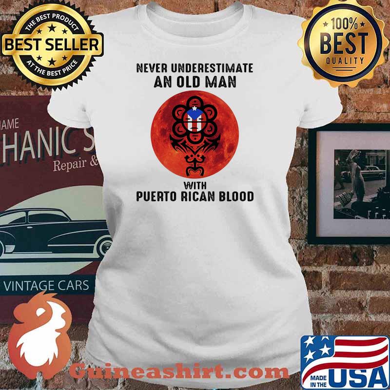 Never Underestimate An Old Man With Puerto Rican Blood Captain American Blood Moon Shirt Ladies tee