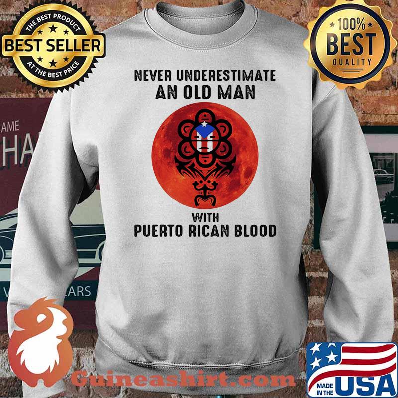 Never Underestimate An Old Man With Puerto Rican Blood Captain American Blood Moon Shirt Sweater