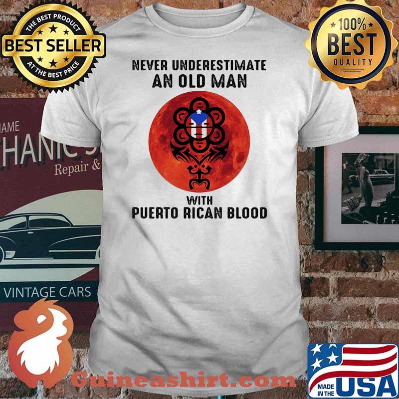 Never Underestimate An Old Man With Puerto Rican Blood Captain American Blood Moon Shirt