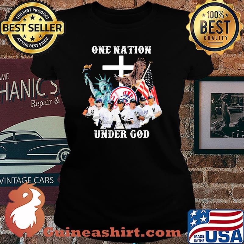 One Nation Under God New York Yankees Football Flag Eagles Shirt Laides tee