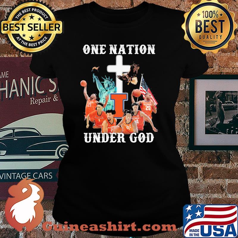 One Nation Under God Statue Of Liberty Illinois Fighting Illini Shirt Laides tee