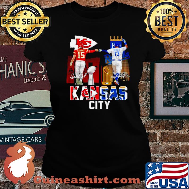 Patrick Mahomes KC Chiefs and Salvador Pérez KC Royals signature Laides tee