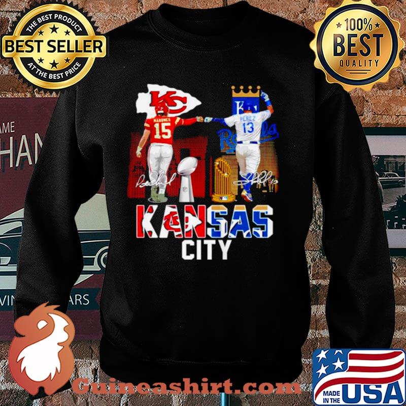 Patrick Mahomes KC Chiefs and Salvador Pérez KC Royals signature Sweater