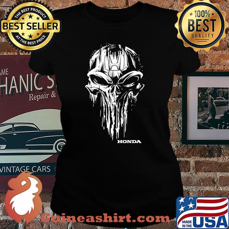 Punisher Skull With Honda Car Logo Symbol Shirt Laides tee