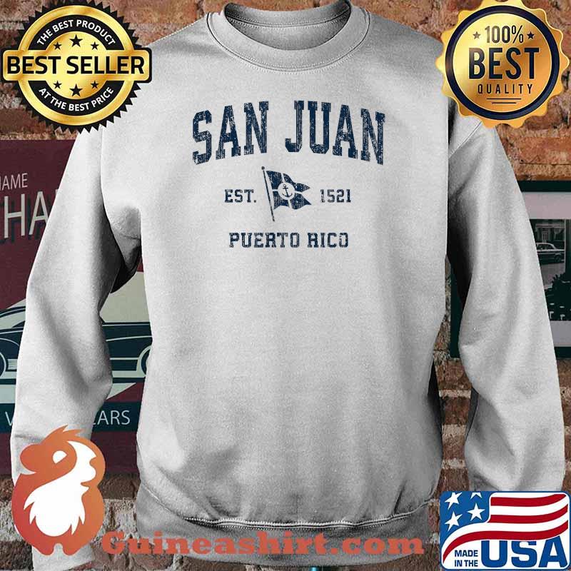 San Juan PR Sports Navy Boat Anchor Flag Shirt Sweater