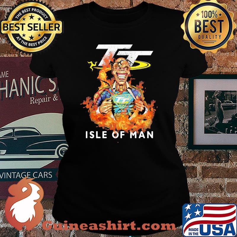 Skull Superman With Logo Isle Of Man Fire Shirt Laides tee