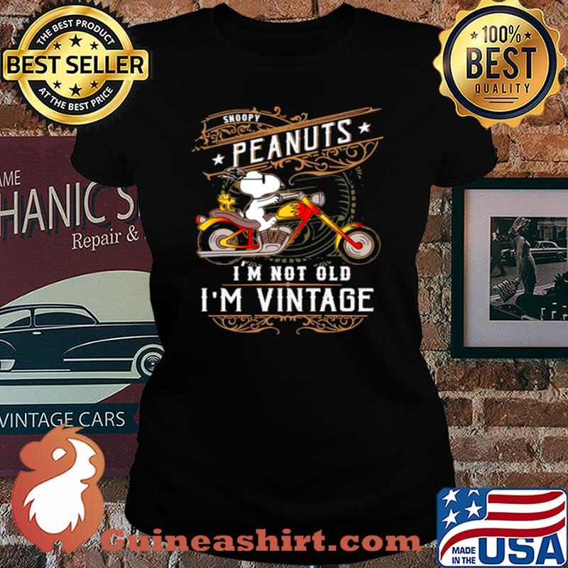 Snoopy And Woodstock Peanuts Ride Motorcycle Im Not Old Im Vintage Laides tee