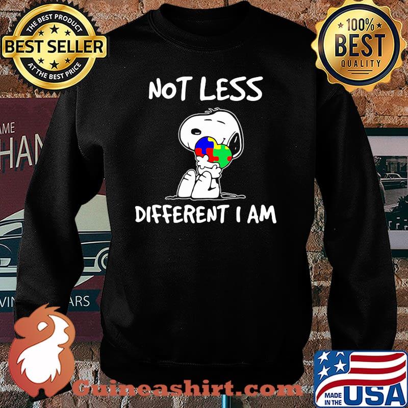 Snoopy Hug Heart Autism Awareness Not Less Different I Am Shirt Sweater