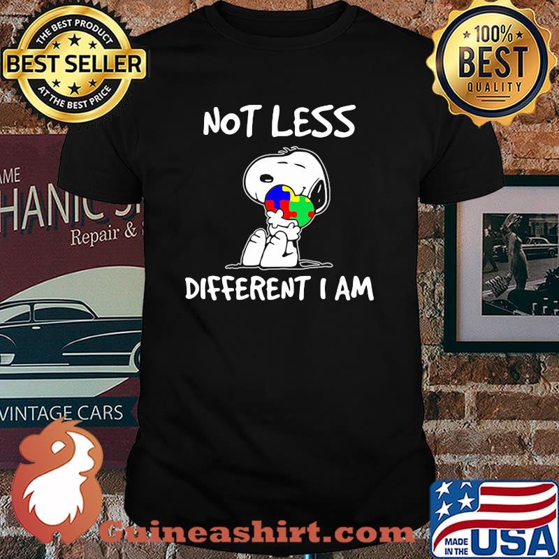 Snoopy Hug Heart Autism Awareness Not Less Different I Am Shirt