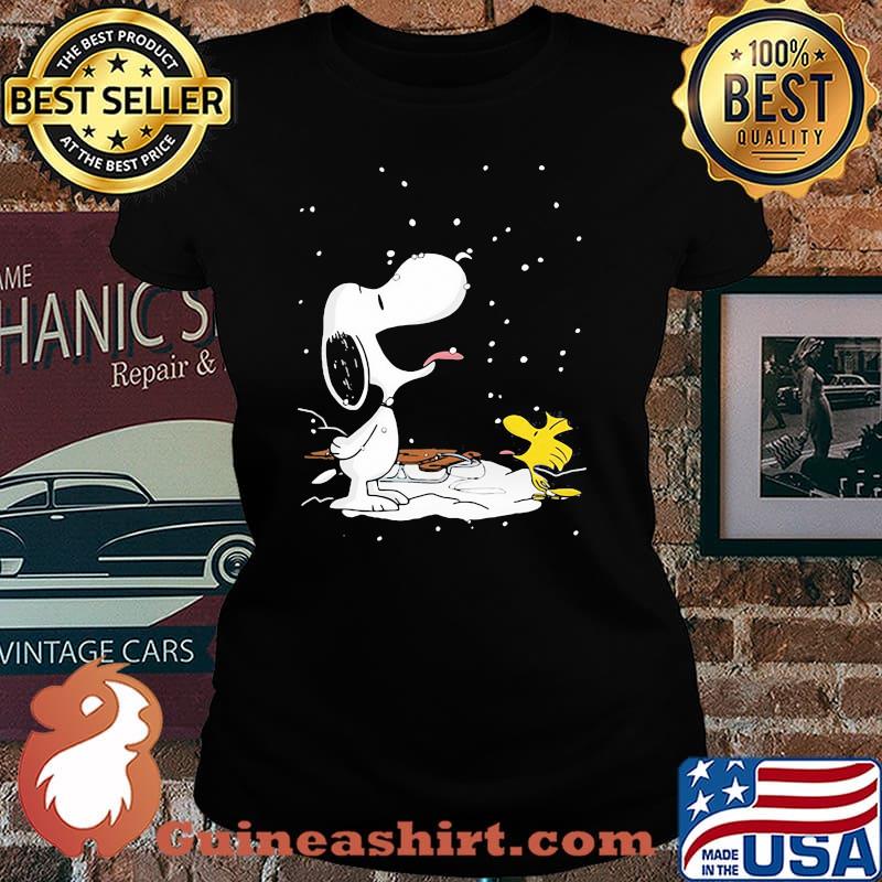 Snoopy Vs Woodstock Playing With Snow Shirt Laides tee