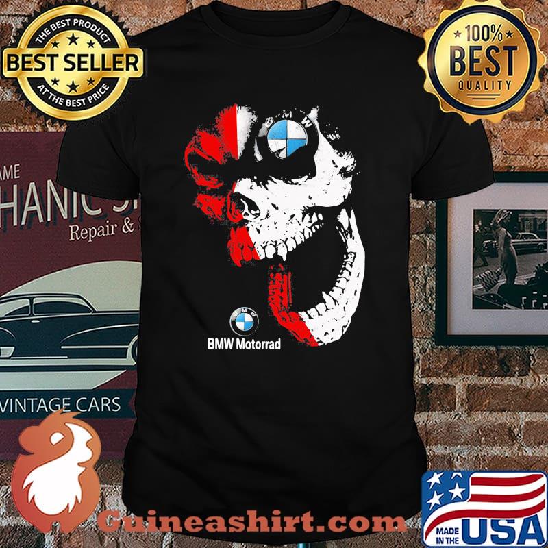 Skull Red White With Bmw Motorrad Logo Shirt