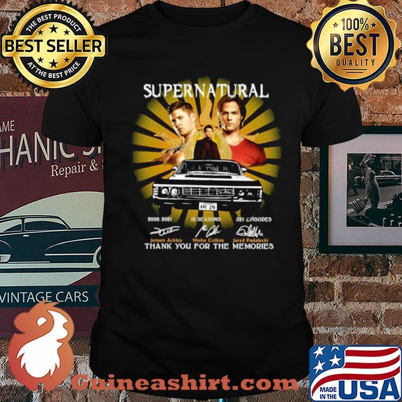 Supernatural Movie 2005 2021 Ackles Collins Padalecki Signatures Thanks For The Memories shirt