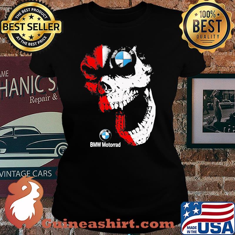 Skull Red White With Bmw Motorrad Logo Shirt Laides tee