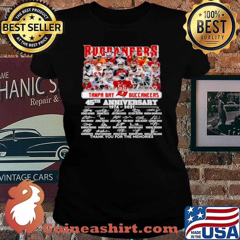 Tame Bay Buccaneers 45th Anniversary 1976 2021 Signatures Thank You For The Memories Shirt Laides tee