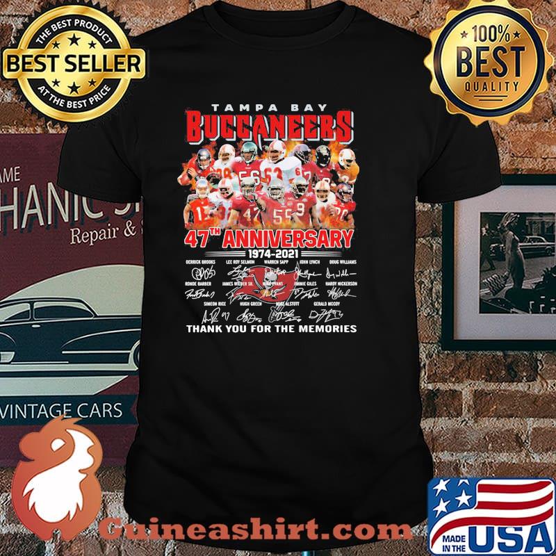 Tampa Bay Buccaneers 47th Anniversary 1974 2021 Thank You For The Memories Signature Shirt