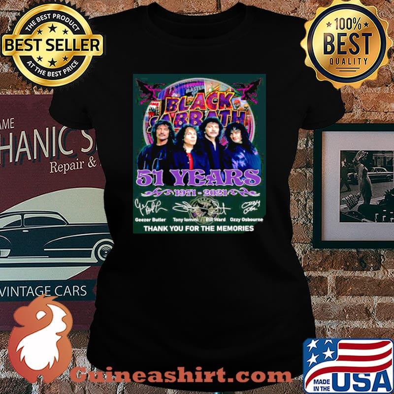 The Black Sabbath 51 Years 1971 2021 Signatures Thank You For The Memories Laides tee