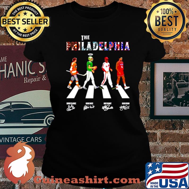 The philadelphia teams sport abbey road signatures Laides tee