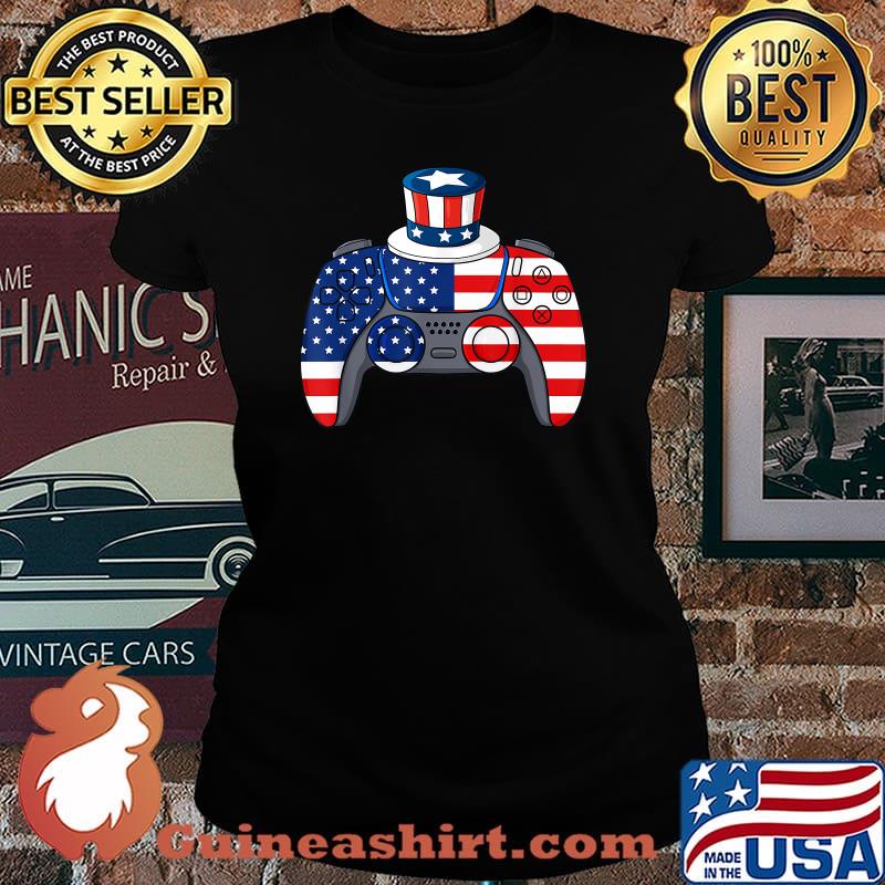 Video Game 4th Of July Gaming American Flag Shirt Laides tee