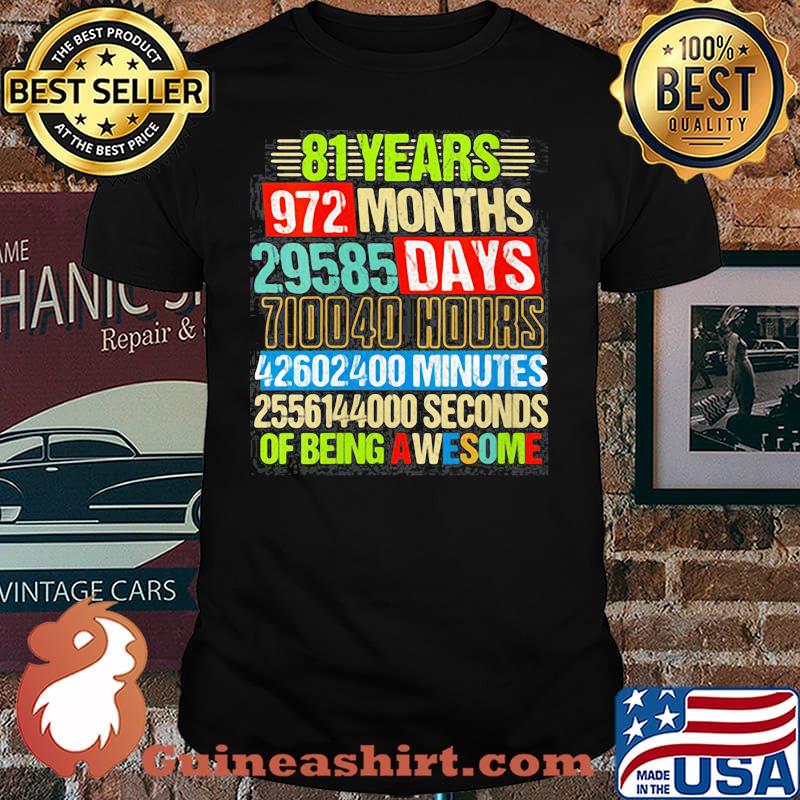 Womens 81st Birthday Countdown 81 Yrs Old Being Awesome shirt