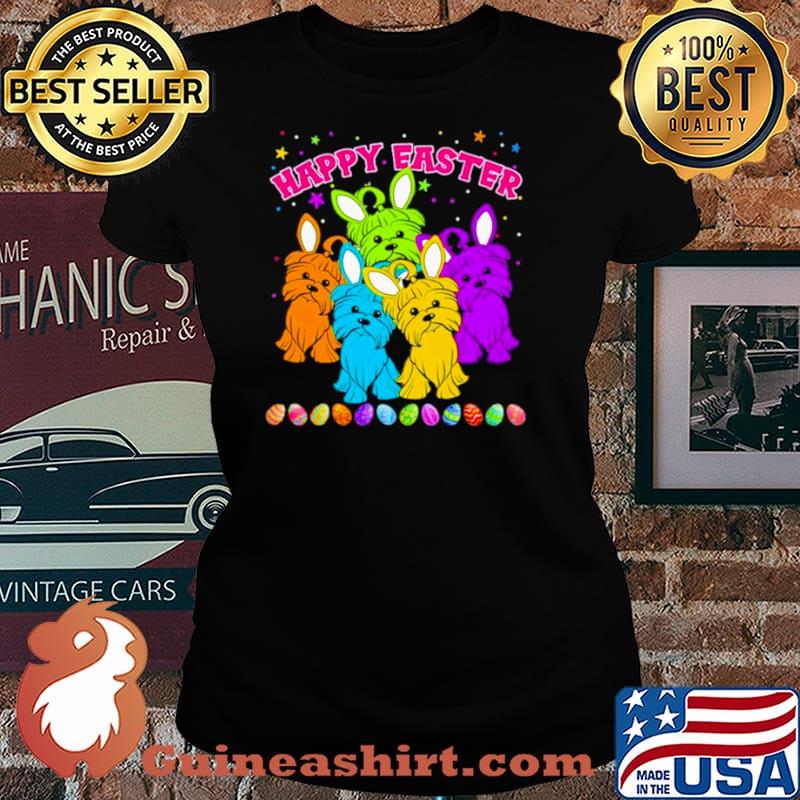 Yorkshire Terriers happy easter Bunny Laides tee