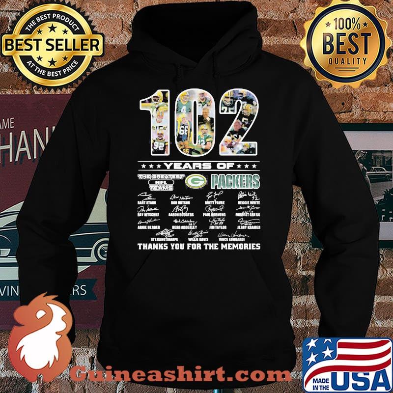 102 Years Of The Greatest Teams Pacckers Thanks For The Memories Signature Shirt Hoodie