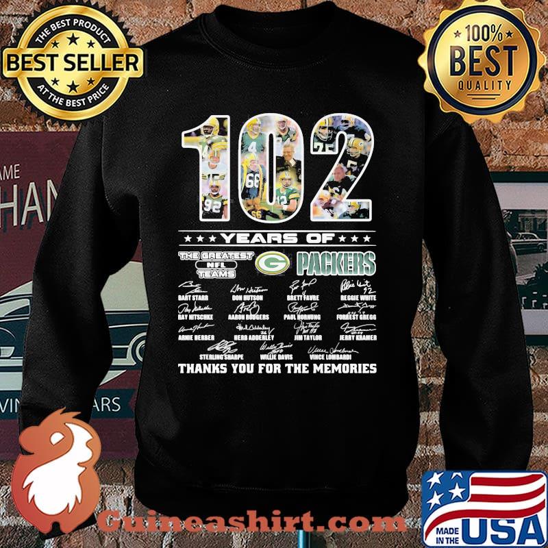 102 Years Of The Greatest Teams Pacckers Thanks For The Memories Signature Shirt Sweater