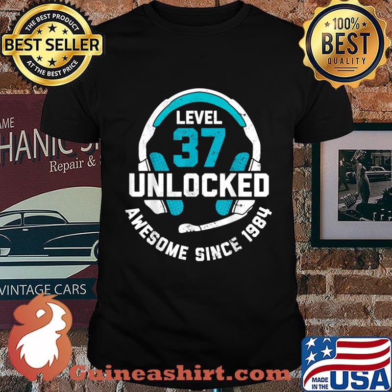 37th Birthday Gift Level 37 Unlocked Awesome Since 1984 Shirt