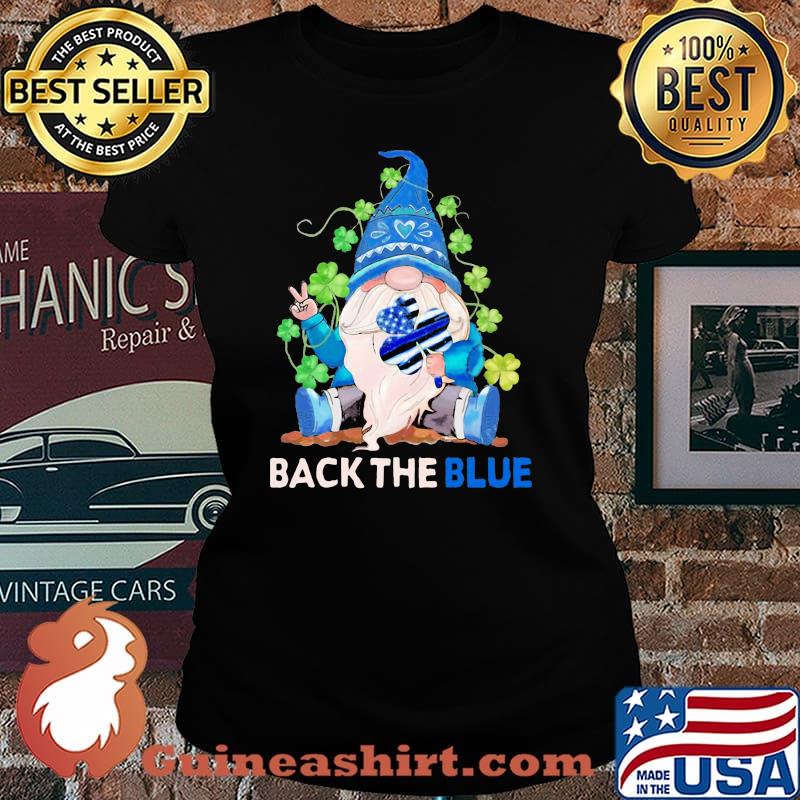Back The Blue Police Gnome Patricks Day Shirt Laides tee