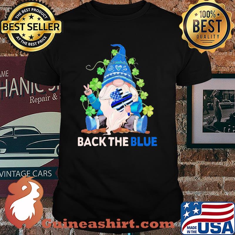 Back The Blue Police Gnome Patricks Day Shirt
