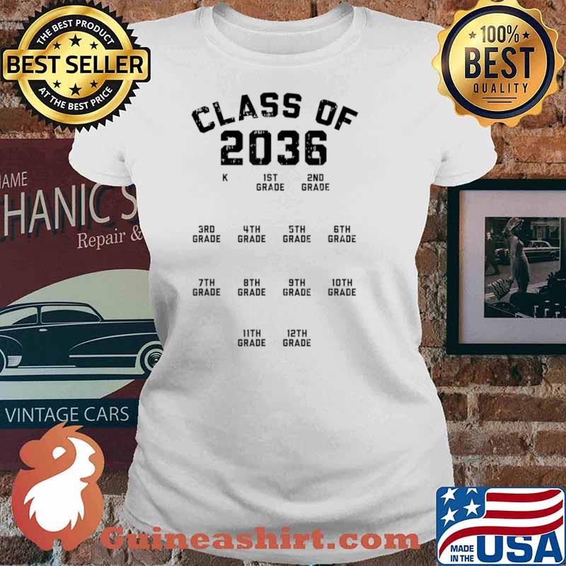 Class Of 2036 Handprint First Day Kindergarten Grow With Me Shirt Ladies tee