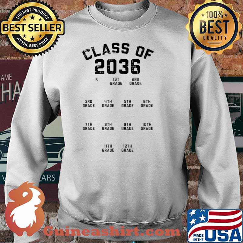 Class Of 2036 Handprint First Day Kindergarten Grow With Me Shirt Sweater