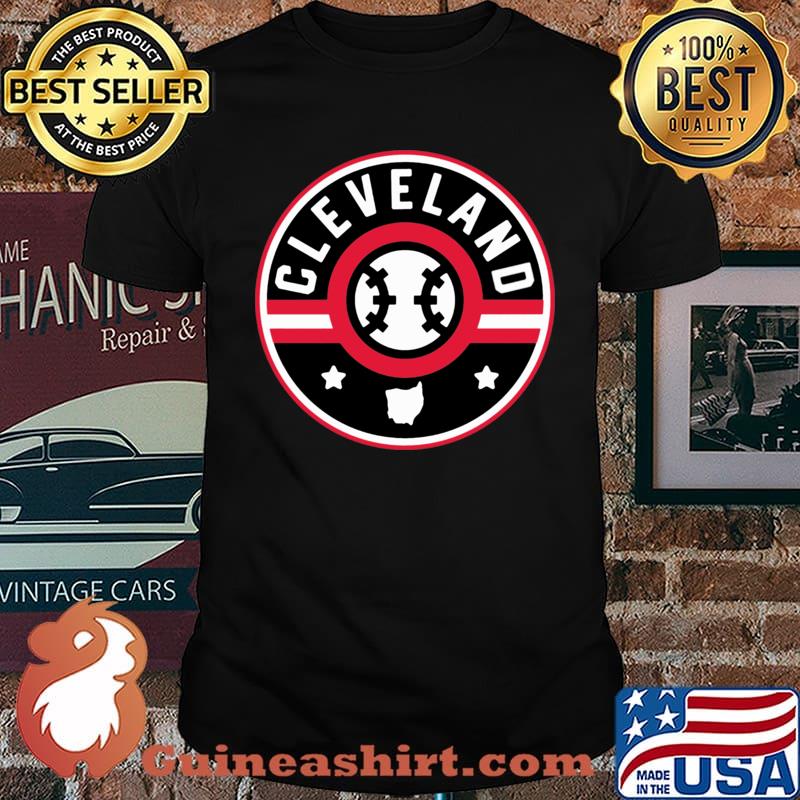 Cleveland Baseball Stars and Stripes Ohio Map Outline Shirt