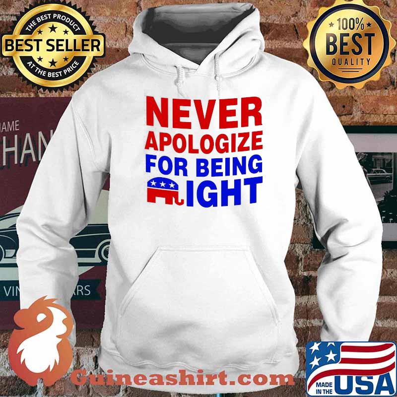 Elephant Never Apologize for Being Right Shirt Hoodie