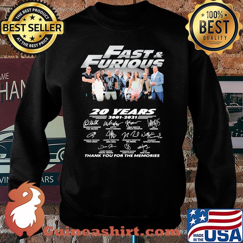 Fast And Furious 20 Years 2001 2021 Thank You For The Memories Signatures Shirt Sweater