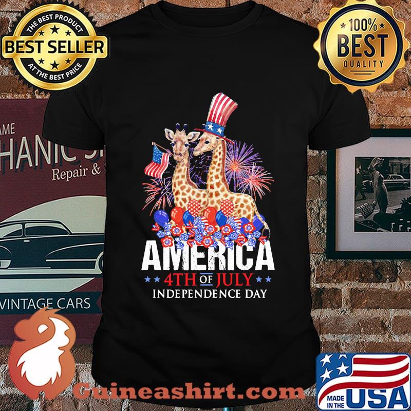 Giraffe america 4th of July independence day shirt