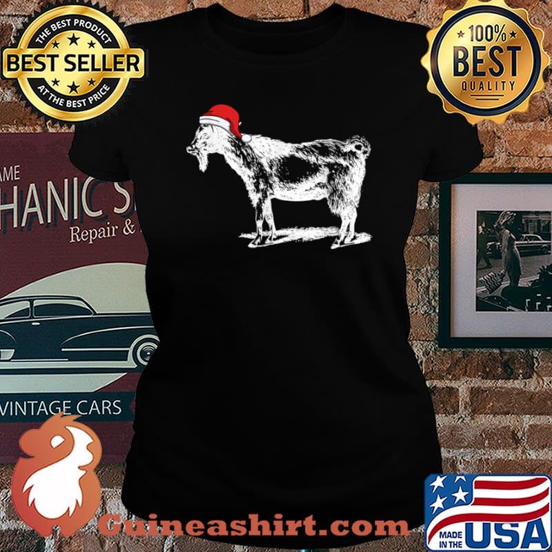 Goat in Santa Hat Christmas Pajama Shirt Laides tee