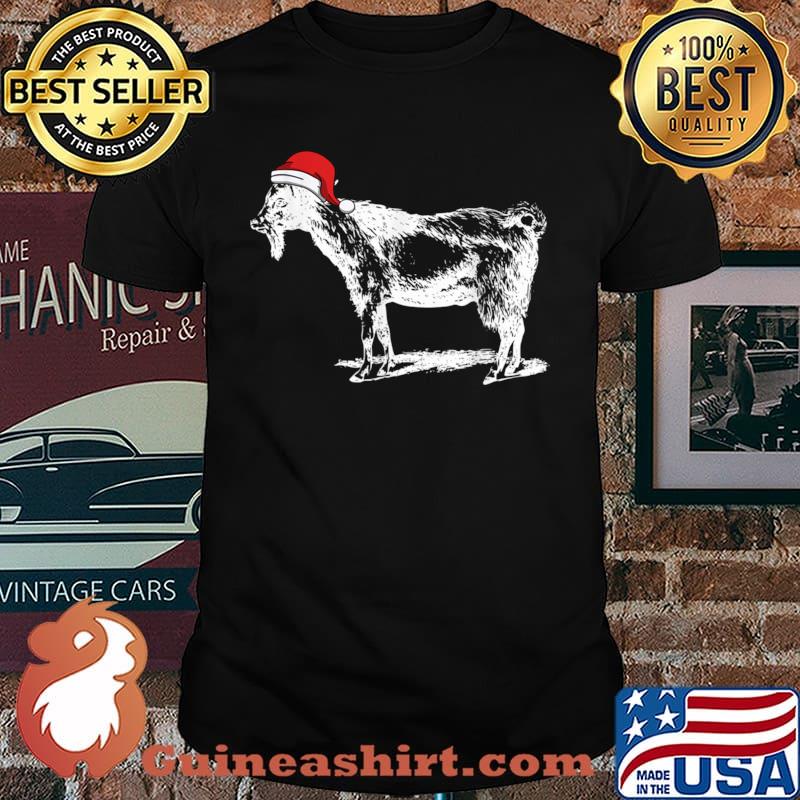Goat in Santa Hat Christmas Pajama Shirt