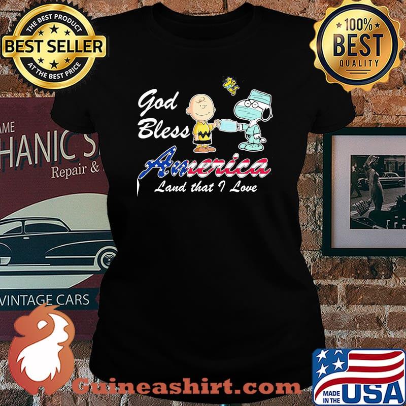 God Bless American Land That I Love Snnopy And Charlie Covid 19 Shirt Laides tee