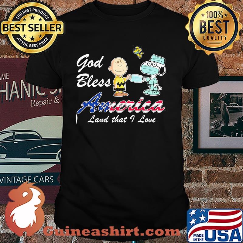 God Bless American Land That I Love Snnopy And Charlie Covid 19 Shirt