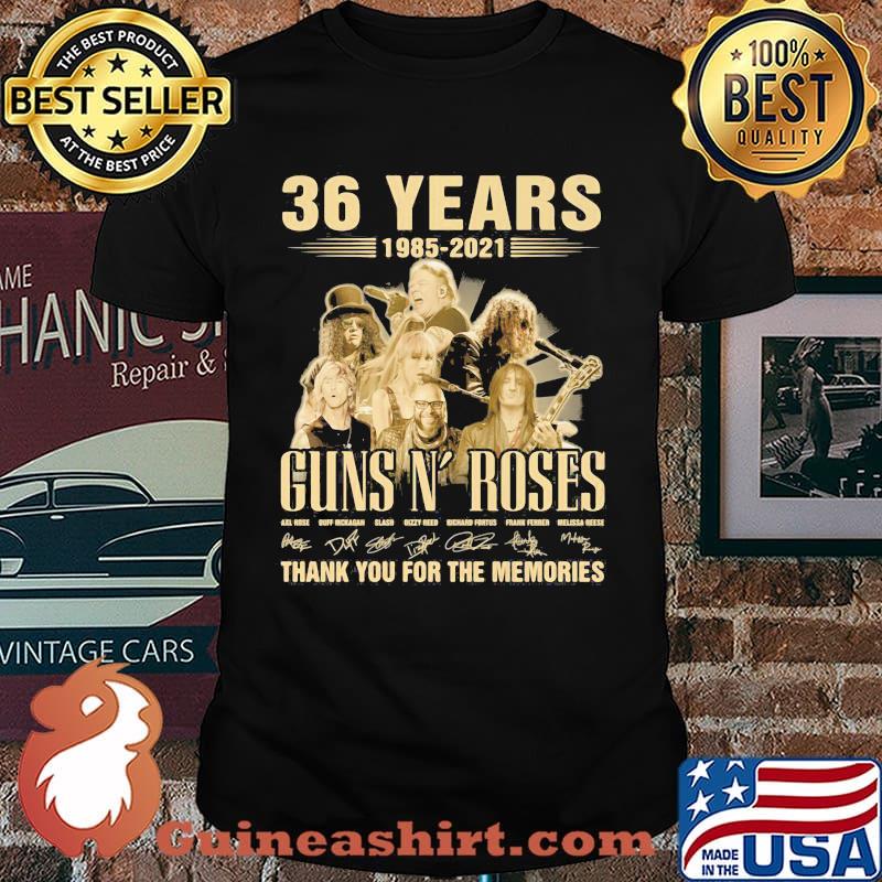 Guns And Roses 36 Years 1985 2021 Thank You For The Memories Signature Shirt