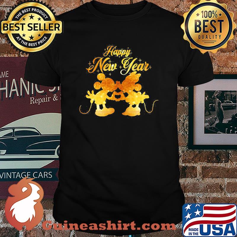 Happy New Year Minnie And Mickey Gold Shirt