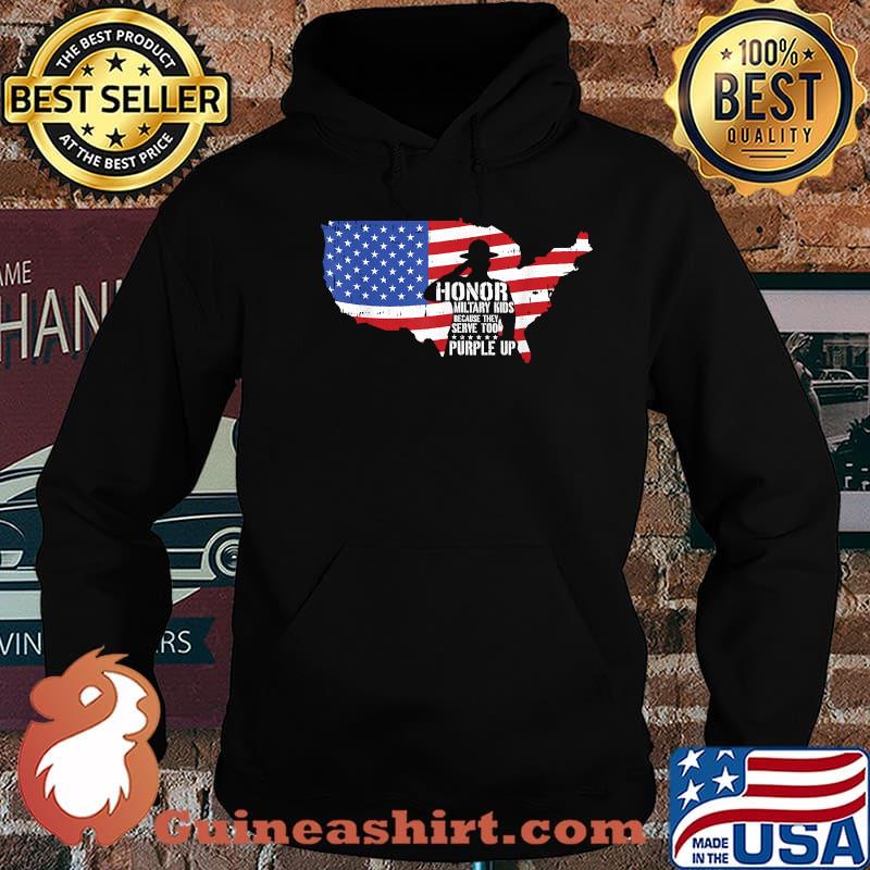 Honor Military Kids Because They Serve Too Purple Up American Flag Shirt Hoodie