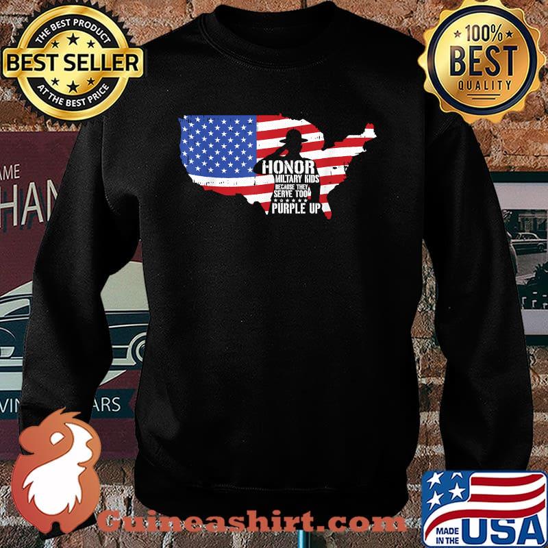 Honor Military Kids Because They Serve Too Purple Up American Flag Shirt Sweater