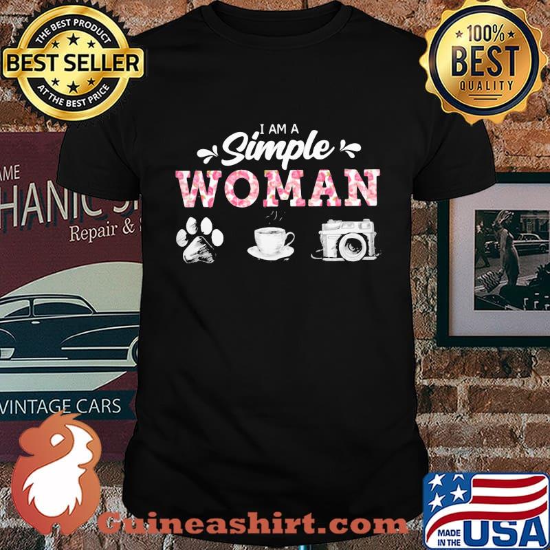 I Am A Simple Women dog coffee camera shirt