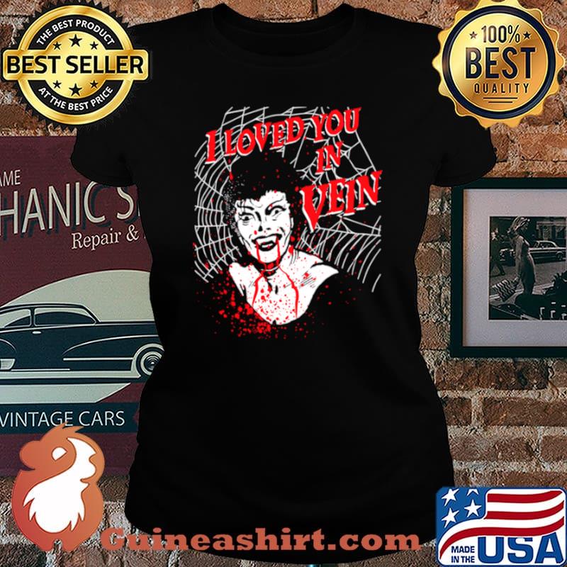 I Loved You In Vein Vampire Queen with Fangs and Spider Web Laides tee
