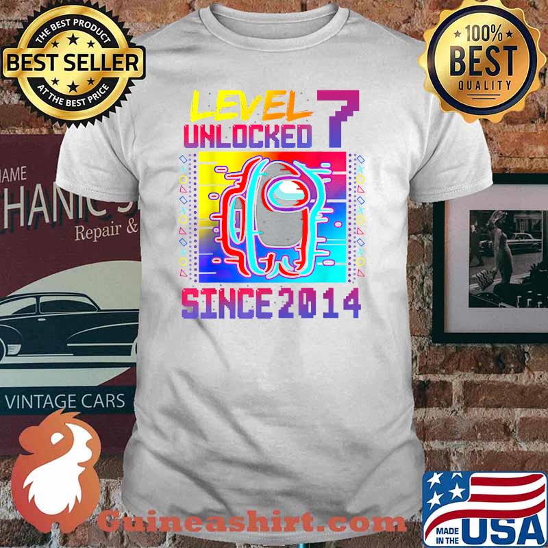 Level 7 Unlocked Among Since 2014 With Us 7th Birthday Shirt