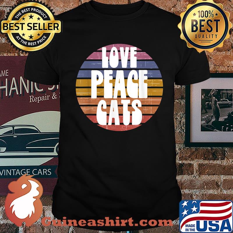 Love Peace Cats Retro Sunset vintage Shirt
